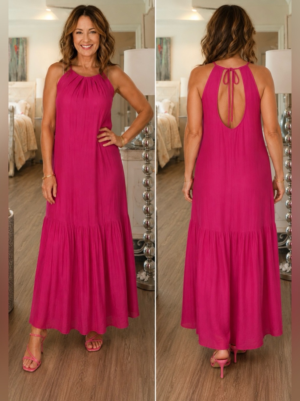 FRNCH Paris Fuchsia Silk Blend Maxi Dress | XS | Made in Italy